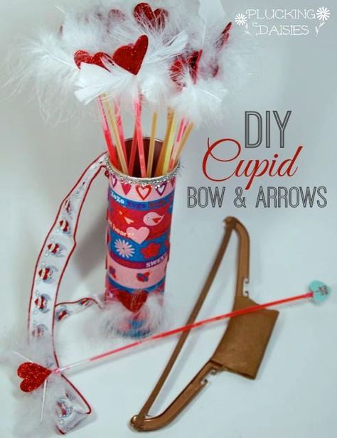 Arrow Crafts, Glow Stick Valentine, Cupid Bow, Pretzel Sticks, Green Craft, Valentine Crafts For Kids, Cupids Arrow, Cupids Bow, Bow And Arrow