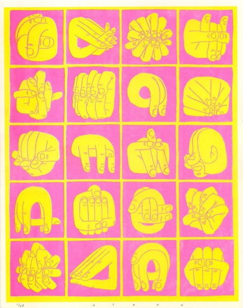 Bad Hands (color: Neon Grapefruit) | Rob Sato Tea Graphic, Grow With The Flow, Magic Number, Quirky Illustration, Risograph Print, Typographic Logo, Hand Logo, Last Chance, Hand Designs