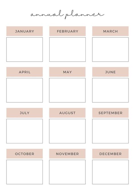 Annual Planner Printable, Cute Planner Template, Planner Aesthetic Minimalist, Yearly Planner Template, Yearly Planner Printable, Plan Your Year, Planner Minimal, Etsy Planner, Study Planner Printable