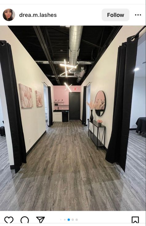 Pink And Black Beauty Salon, Pink And Black Salon Ideas, Black Lash Studio, Lash Suite, Salon Layout, Glow Bar, Dream Spa, Pink Salon, Dreams Spa