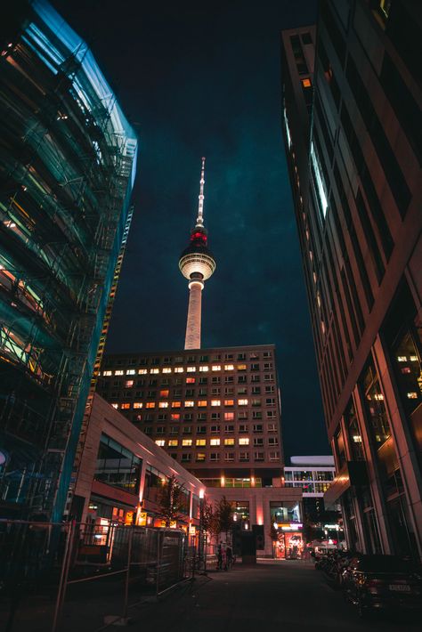 City, building, architecture and tower | HD photo by Vadim Sadovski (@vadimsadovski) on Unsplash Berlin Nightlife, Berlin City, Museum Displays, Piet Mondrian, Beer Garden, Famous Places, Berlin Germany, After Dark, Public Transport