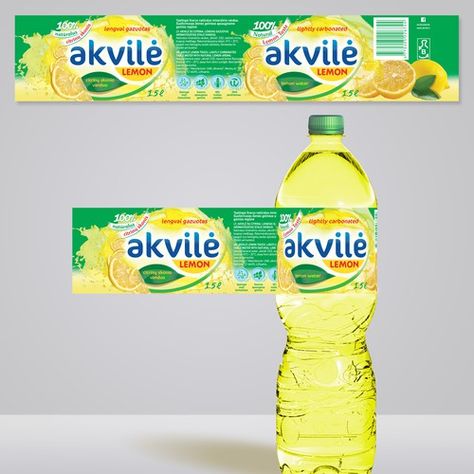 Label design for lemon water | Product label contest | 99designs Water Packaging Design, Dishwasher Liquid, Water Packaging, Refined Oil, Bottle Label Design, Food Graphic Design, Rice Bran Oil, Packaging Labels Design, Lemon Water