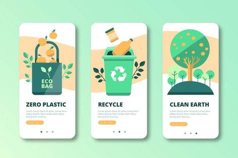 Recycle onboarding app screens | Free Vector #Freepik #freevector Moodboard App, Onboarding App, Planet App, Ui Design Principles, Ui Ux App, Mobile App Design Inspiration, Mobile Web Design, App Design Inspiration, App Interface