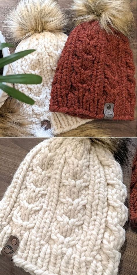 Baby Hats Free Knit Patterns, Winter Cable Knit Hat Pattern, Cable Hats Knitting Patterns Free, Knitted Hats With Bulky Yarn, Knitted Hat Bulky Yarn Free Pattern, Bulky 5 Knit Hat Pattern Free, Toque Pattern Knit, Super Bulky Knit Hat Patterns, Super Bulky Hat Pattern