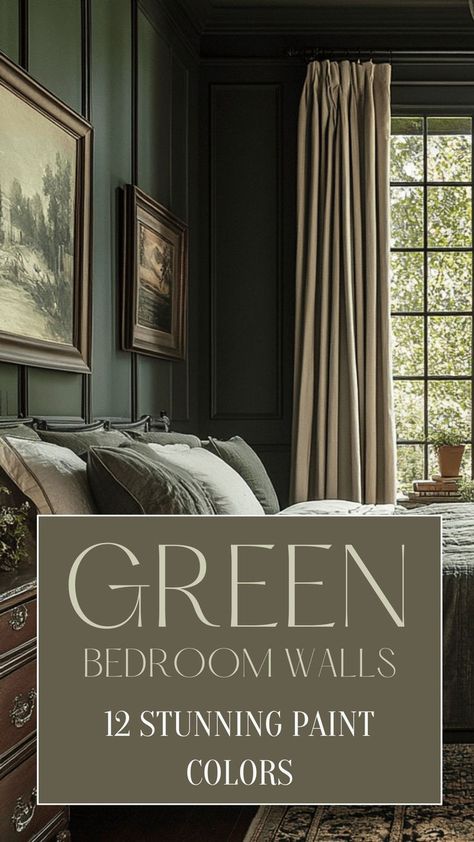 green bedroom walls Dark Green Benjamin Moore Paint, Benjamin Moore Green Bedroom, Green Paint Colors Benjamin Moore, Sherwin Williams Paint Colors Green, Dark Green Paint Colors, Green Paint Colors Bedroom, Green Bedroom Colors, Benjamin Moore Green, Dark Green Paint