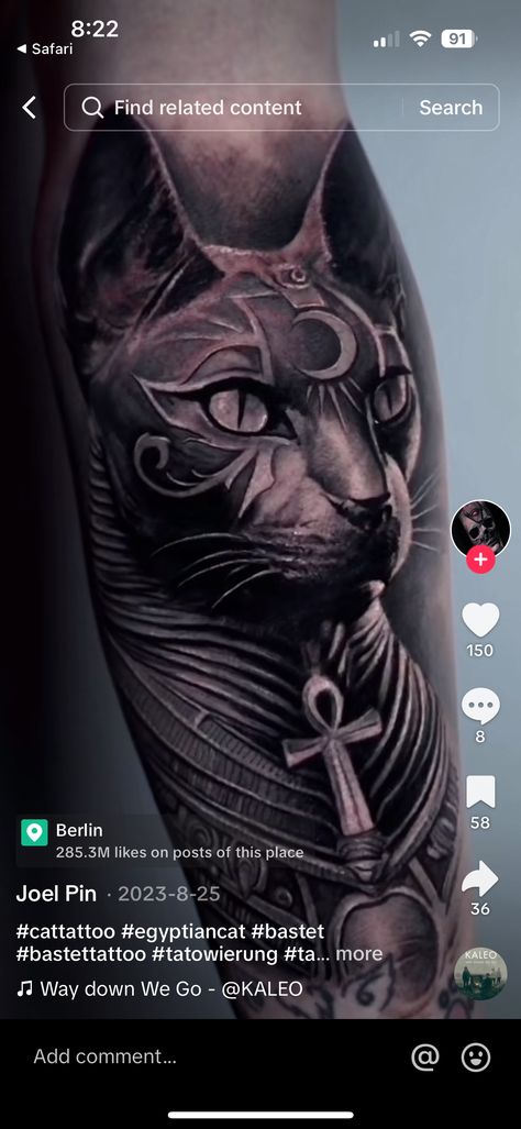 Egyptian Cat Goddess Tattoo, Anubis And Bastet Tattoo, Egyptian Tattoo For Women, Theme Tattoos, Bastet Tattoo, Egyptian Cat Tattoos, Bastet Goddess, Egyptian Theme, Goddess Tattoo