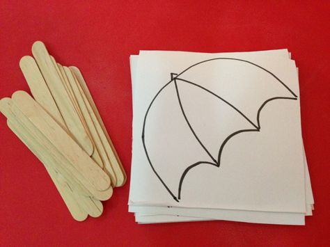 Umbrella Craft with popsicle sticks! Great activity for discussing the weather and learning colors! Craft With Popsicle Sticks, Letter U Crafts, Umbrella Craft, Preschool Weather, Weather Crafts, April Crafts, Weather Theme, Spring Preschool, Alphabet Crafts