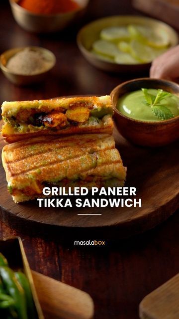 Paneer Tikka Sandwich, Tikka Sandwich, Kashmiri Chilli, Grilled Paneer, Garam Masala Powder, Ginger Paste, Paneer Tikka, Sandwich Ingredients, Sandwich Spread