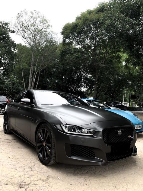 Matte Black Jaguar Car, Jaguar Xe Modified, Black Jaguar Car, Jaguar Xjl, Marvel Dr, Black Cars, New Ferrari, Project Cars, Black Jaguar