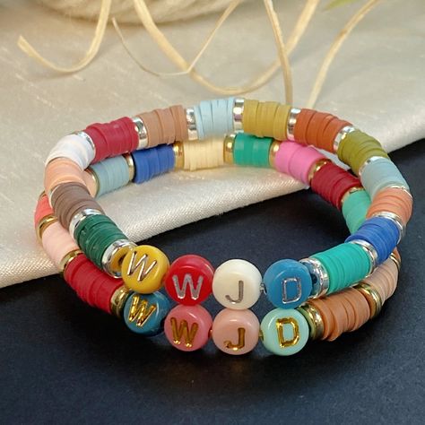 God Clay Bead Bracelet, Wwjd Clay Bracelet, Faith Clay Bead Bracelet, Bracelet Packaging Ideas Diy, Wwjd Clay Bead Bracelet, Wwjd Bracelet Beads, Bracelet Packaging, Dream Bracelet, Christian Bracelets