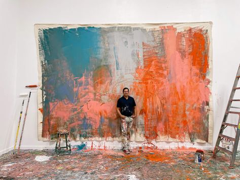 Artist Will Day speaks about his large-scale paintings that portray deep sentiments Large Scale Abstract Painting, Large Scale Painting Ideas, Huge Paintings, Giant Painting, Large Scale Painting, Big Artwork, White Paintings, Emotional Painting, Experimental Art