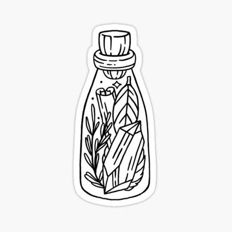 Jar Tattoo, Z Tattoo, Bottle Tattoo, Bottle Drawing, Witch Tattoo, Jar Stickers, Magic Tattoo, Spell Jar, Jar Design