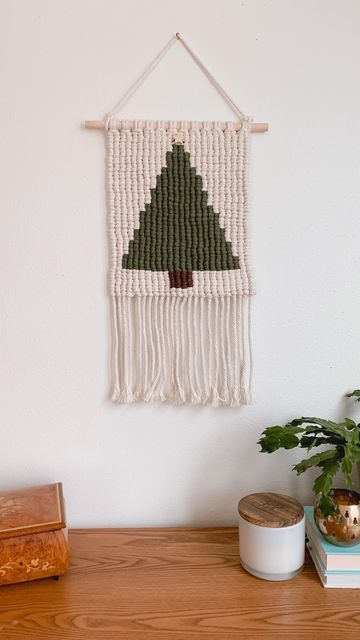 NovaMade Macrame on Instagram: "🎄 Adding a few more of these Christmas tree wall hangings to the shop! They are just such a fun way to add some subtle holiday decor to your home. ✨ • Click the link in my bio to shop! 🎁 • #holidaydecor #holidays #seasonal #christmas #christmasdecor #decor #christmasdecorations #decoration #decorating" Winter Macrame, Macrame Holiday, Christmas Tree Macrame, Tree Macrame, Macrame Christmas Tree, Christmas Tree Wall, Boho Scandinavian, Macrame Christmas, Knitted Wire