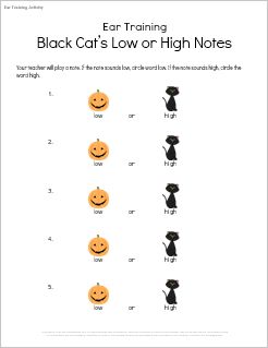 Halloween_piano_music_theory_ear_training_game_for_group_piano_lesson Halloween Songs On Piano, Halloween Piano, Halloween Piano Games, Halloween Music Class Activities, Halloween Music Lessons Elementary, Halloween Music Worksheets, Group Piano Lessons, Keyboard Lessons, Piano Pedagogy