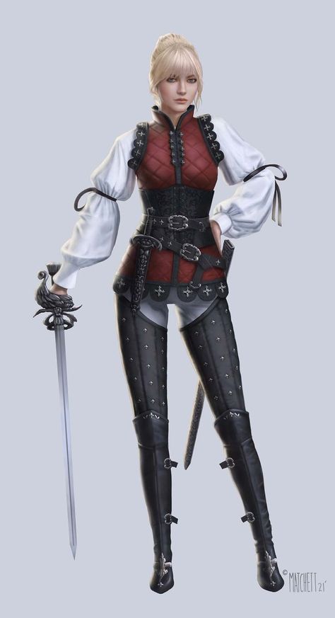 Medieval Fantasy Clothing, Knight Outfit, Medieval Woman, Semi Realism, Fantasy Heroes, Female Character Concept, Female Knight, Dungeons And Dragons Characters, Fantasy Armor