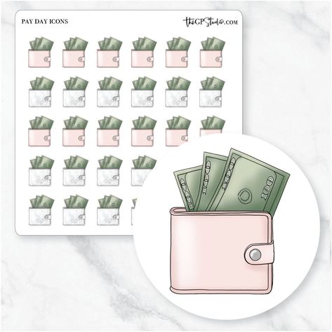 Digital Journal Stickers, Erin Condren Stickers, Pay Day, Planner Icons, Planner Kit, Planner Erin Condren, Adhesive Paper, Digital Journal, Notebook Planner