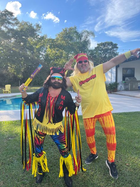 Diy Macho Man Costume, Macho Man Costume, Hulk Hogan Costume, Mens Halloween, Couples Halloween Costume, Couples Halloween Outfits, Hulk Hogan, Diy For Men, Macho Man