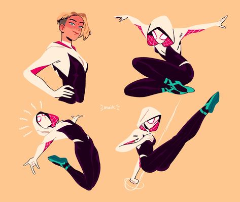 m a i k ⚡ on Twitter: "gwen's unique movements when she swings 👌💕✨  #SpiderVerse… " Gwen Drawing, Spider Gwen Art, Spider Suit, Gambit X Men, Into The Spiderverse, Ghost Spider, Spider Art, Marvel Fan Art, Into The Spider Verse