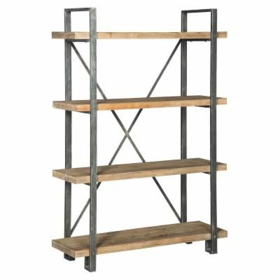 Signature Design by Ashley Forestmin 4 Shelf Bookcase | Hayneedle Gallery Shelves, 4 Shelf Bookcase, Black Bookcase, Tall Bookcases, Rustic Fireplaces, Etagere Bookcase, Wood Bookcase, Ornate Furniture, House Beautiful