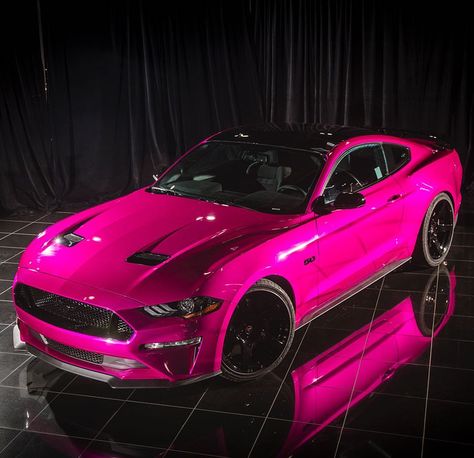 3,293 Likes, 46 Comments - Galpin Auto Sports - GAS (@galpinautosports) on Instagram: “2018 Fierce Fuchsia wrapped Mustang GT. Available for sale now @galpinford #3mgraphics #project6gr…” Hot Pink Sports Car, Hot Pink Mustang, Pink Mustang Gt, Girly Mustang, Pink Mustang, Hot Pink Cars, Pink Cars, Sports Cars Lamborghini, Girly Car