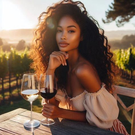 Afternoon Wine Tasting🍷 for @gothicowlssquad Black Women Drinking Wine, Women Drinking Wine, Women Drinking, Drinking Wine, Black Hair Color, Wine Drinks, Wine Tasting, Black Hair, Black Women