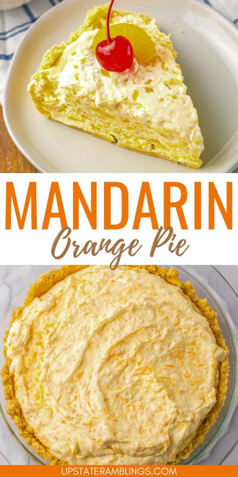 Beat the heat with our Cool & Refreshing Mandarin Orange Pie! This dessert is a perfect blend of sweet and tangy, making it an ideal choice for any occasion. Made with fresh mandarin oranges, it's a refreshing way to end any meal. Check out the full recipe now! Mandarin Orange Pie Recipe, Mandarin Orange Pie, Orange Recipes Dessert, Mandarine Recipes, Orange Pie, Sunday Dessert, Breakfast Sides Dishes, Mandarin Oranges, Baked Fruit