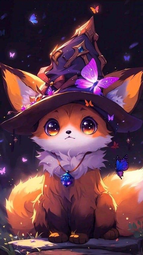 Kawaii Fox Art, Fox Dnd Character, Kitsune Fox Art, Kitsune Wallpaper, Cute Kitsune, Fox Witch, Pics Of People, Cute Fox Drawing, Fox Artwork