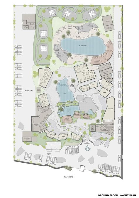 Gallery of Rzekka Resort / Planet Design & Associates - 16 Resort Design Plan Layout, Resort Layout Plan, Resort Design Concept, Resort Layout, Beach Resort Design, Resort Design Plan, Resort Plan, Desert Resort, Camping Resort