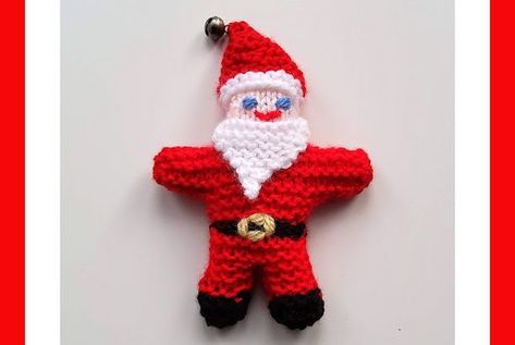 Tiny Santa Xmas Knitting, Knitted Ornaments, Christmas Toy Knitting Patterns, Knitted Santa, Christmas Knitting Projects, Knitted Christmas Decorations, Knitting Dolls Free Patterns, Knitted Dolls Free, Christmas Knitting Patterns Free