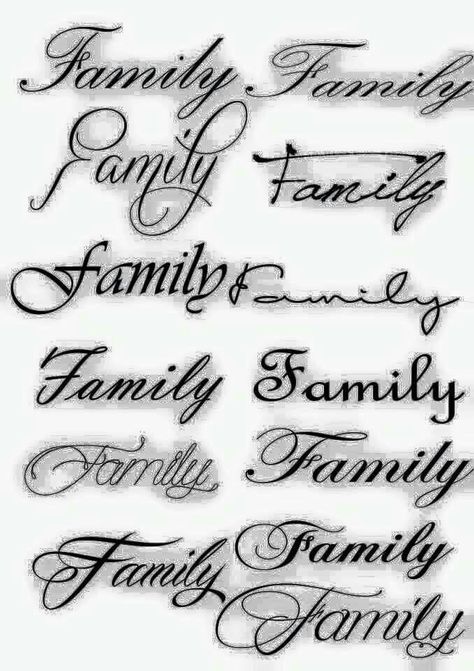 Family Written Tattoo, Family Word Tattoo Fonts, The Word Family Tattoos, Family Font Tattoo, Family Lettering Tattoo Design, Familia Lettering Tattoo, Family Word Tattoo, Family Cursive, Tattoo Designs Dragon