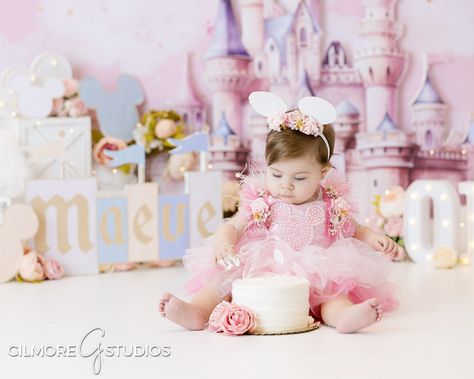 Disneyland Princess Cake Smash - princess, pink, castle, sign, minnie  mouse ears, one year old, 1st birthday, First Birthday - Gilmore Studios  | Orange County, CA Gilbert, AZ - Newborn, Cake Smash, Family and  Wedding Photographer Disneyland 1st Birthday Photoshoot, Minnie Mouse Birthday Photoshoot, Princess One Year Photoshoot, Disneyland Smash Cake, Disney Princess First Birthday, Princess Theme Cake Smash, Princess First Birthday Photo Shoot, Disney Cake Smash, Pastel Disney First Birthday