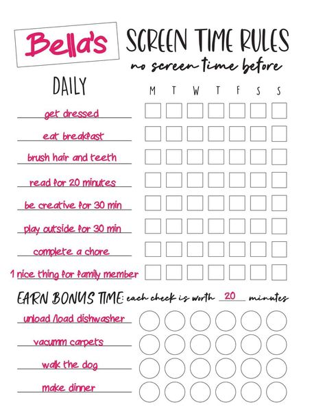 Screen Time Rules Printable | Skip To My Lou Chores Before Screen Time, Tablet Time Chart, Earn Your Screen Time, Screen Time Chore Chart, Chores For Screen Time, Screen Time Reward System, Screen Time Chart Free Printable, Earn Screen Time Chart Free Printable, Earning Screen Time Chart