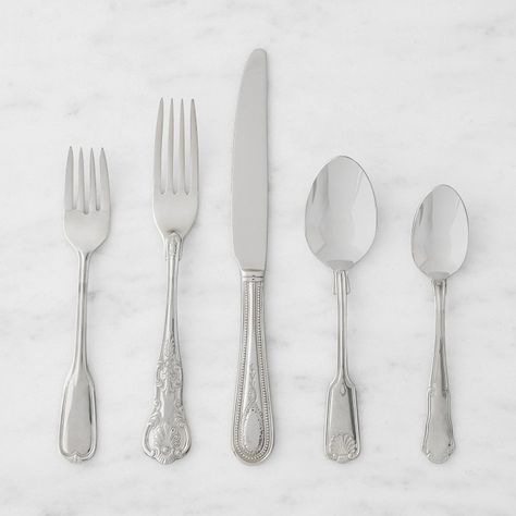 Hotel Flatware Sets | Williams Sonoma Simple Silverware Set, Fork Knife Spoon Table Setting, Wedding Utensils, Twd Rick Grimes, Kitchen Silverware, Twd Rick, Thanksgiving Cocktail Recipes, Serrated Knife, Free Kitchen Design