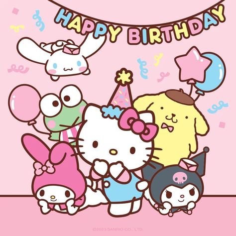 Sanrio Birthday Drawing, Cutesy Emoji, My Melody Happy Birthday, Hello Kitty Drawing Sketches, Happy Birthday Drawings, Happy Birthday Text, Melody Hello Kitty, Birthday Text, Kitty Art