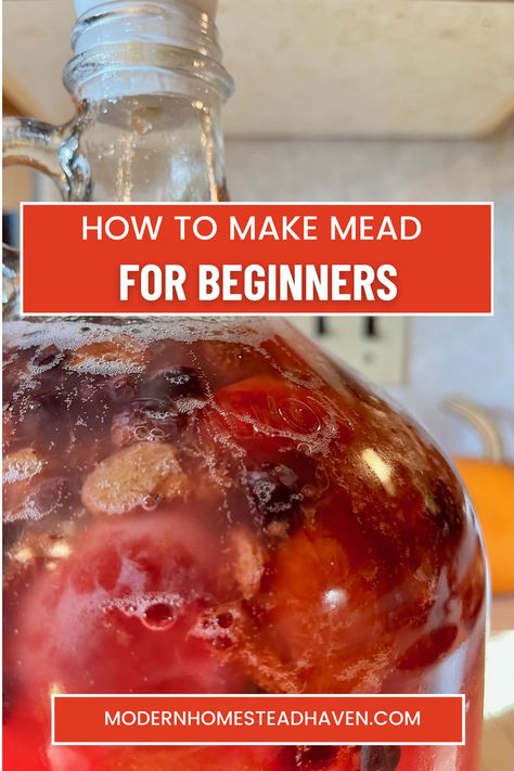 A glass carboy fermentation jug with plums and grapes in the mixture. Make Mead, Making Mead, Honey Mead, How To Make Mead, Mead Recipe, Wine At Home, Mead Wine, Fermented Honey, Homemade Alcohol