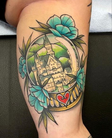 Neuschwanstein Castle Tattoo, Castle Tattoo, Pumpkin Tattoo, Neuschwanstein Castle, Vintage Portraits, Tattoos And Piercings, Flower Tattoo, Tatting, Piercings