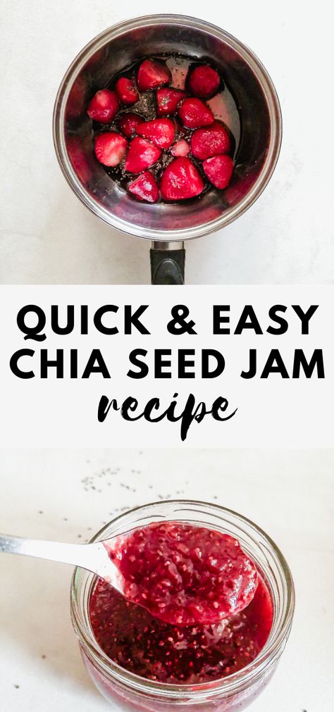 Strawberry Chia Jam Recipe Chia Seed Jam Recipe, Brownies Cupcakes, Chia Jam Recipe, Strawberry Chia Jam, Best Vegan Desserts, Chia Seed Jam, Chia Jam, Healthy Strawberry, Strawberry Syrup