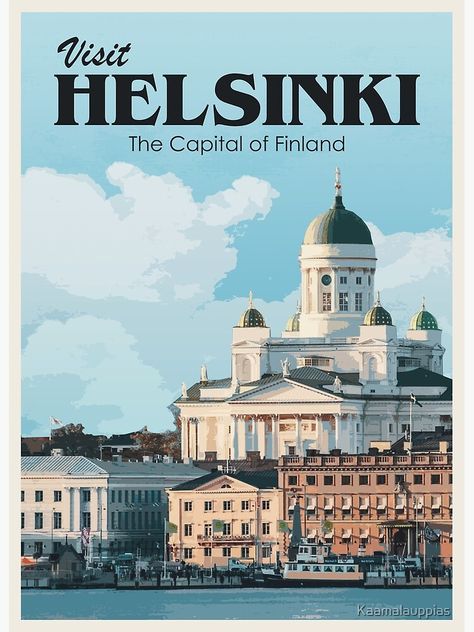 Retro Places, Finland Poster, Finland Aesthetic, Travel Elements, Visit Helsinki, Event Photo Booth, Travel Poster Design, Journal Travel, Global City