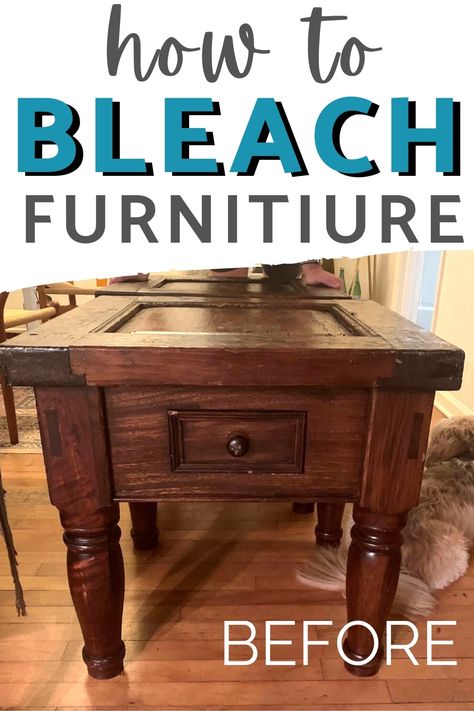 Bleach Wood Furniture, Bleach Furniture, Bleaching Furniture, Wood Bleach, Dark Oak Furniture, Raw Wood Look, Diy Bedroom Furniture, Bleach Wood, Restore Wood Furniture