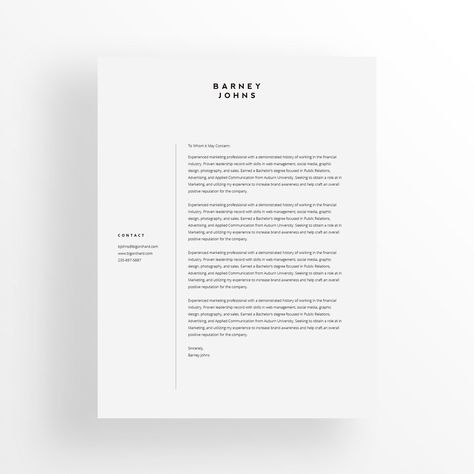 Minimalist Typography - Sans Serif Fonts Modern Cover Letter, Simple Document Design, Architecture Cover Letter, Minimalist Document Design, Graphic Designer Cover Letter, Cover Letter Graphic Design, Business Document Design, Word Document Design Layout Ideas, Document Design Layout