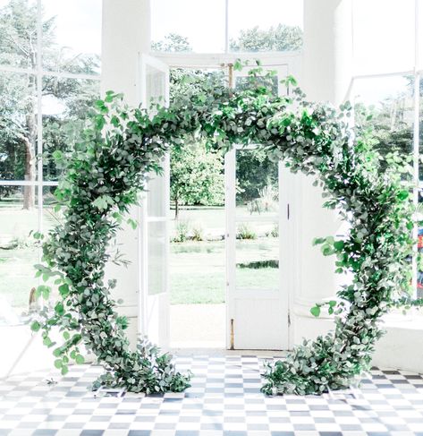 Beautiful Greenery Moongate for hire in Surrey Moongate Arch Wedding, Jo Grant, Floral Columns, Bay Trees, Floral Arches, Floral Archway, Mountain Vibes, Moon Gate, Greenery Wedding Decor