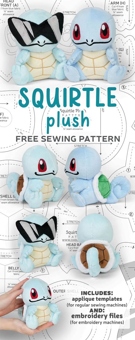 Pokemon Pattern Sewing, Charizard Plush Pattern, Pokemon Plush Sewing Pattern, Simple Plushie Patterns Bunny, Pokemon Plush Pattern Free Sewing, Pokemon Plush Pattern Free, Sonic Plush Pattern, Free Pattern Friday, Pokemon Sewing Patterns Free