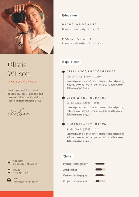 Templates Photographer Resume, Cv Original, First Resume, Professional Resume Examples, Free Resume Builder, Online Resume, Create A Resume, Design Cv, Resume Writing Tips