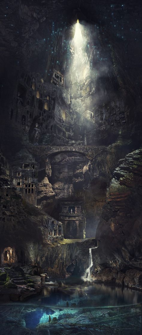 Dwarven City, Cave City, Underground Cities, 다크 판타지, Fantasy City, Fantasy Castle, The Cave, Fantasy Setting, Fantasy Places