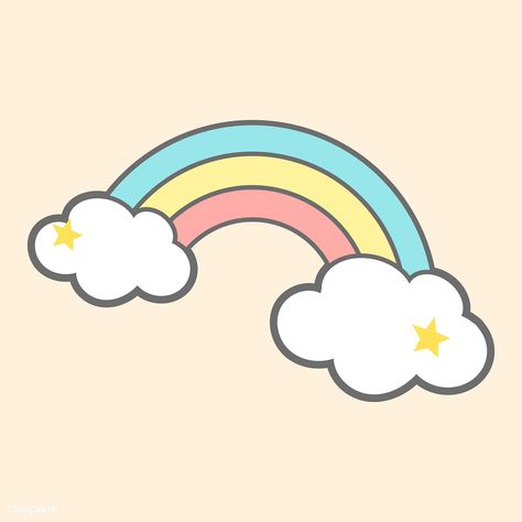 Rainbow on clouds magical vector | free image by rawpixel.com / Waraporn Cartoon Clouds Aesthetic, Dream Cartoon, Rainbow Illustration, Rainbow Drawing, Cartoon Rainbow, Rainbow Cartoon, Clouds Aesthetic, Rainbow Fairies, Rainbow Graphic