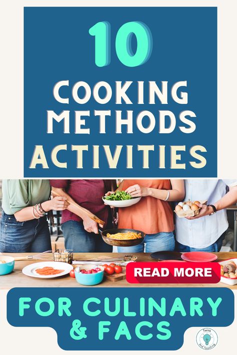 This cooking methods activity blog post describes culinary arts lesson plans and family consumer science cooking methods activities for middle school and high school. Cooking Lesson Plans, Family Consumer Science, Culinary Arts Recipes, Culinary Lessons, Cooking In The Classroom, Ways To Cook Eggs, Kitchen Science, Culinary Classes, Nutrition Classes