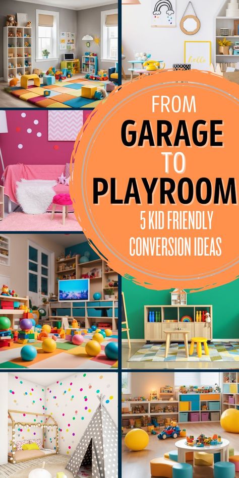 Garage-to-playroom transformation showcasing a family-friendly space. Garage To Playroom, Functional Play, Transformation Tips, Small Garage, How To Turn, Play Area, Fix It, Creative Ideas, Garage