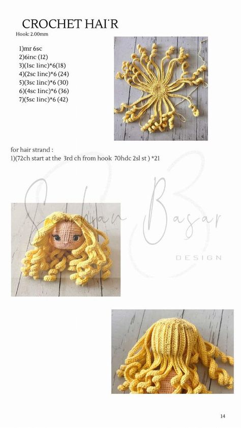 Hair For Crochet Dolls, Crochet Doll Accessories, Crochet Hair Amigurumi, Crochet Doll Hair, How To Crochet Hair For Amigurumi Dolls, Hair For Amigurumi Dolls, Doll Hair Crochet, Amigurumi Doll Hair Tutorial, Diy Yarn Dolls