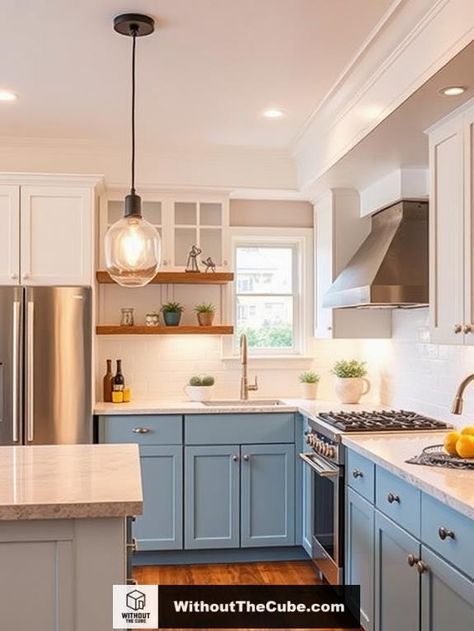 Enhancing your kitchen with layered lighting techniques can create depth and dimension in your eclectic space. By incorporating multiple light sources at varied levels—such as sleek pendants and recessed cans—you can achieve a visually captivating ambiance. Discover how these lighting strategies can transform functionality and aesthetics in your kitchen. #HomeDecor #KitchenDesign #EclecticKitchens #BohoStyle #VintageVibes #LightingIdeas Cottage Kitchen Lighting Fixtures, Kitchen Lights Ceiling Flush Mount, Eclectic Kitchens, Eclectic Light Fixtures, Small Kitchen Lighting, Bohemian Style Kitchen, Kitchen Styling Ideas, Eclectic Kitchen Design, Layered Lighting