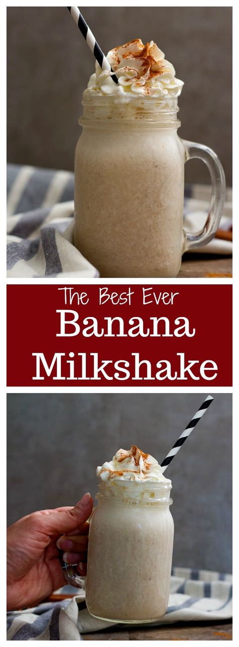 Banana Milkshake Recipe, Milkshake Recipe Easy, Homemade Milkshake, Drinks Summer, Recipe Banana, Banana Shake, Milkshake Recipe, Vanilla Milkshake, Banana Milkshake